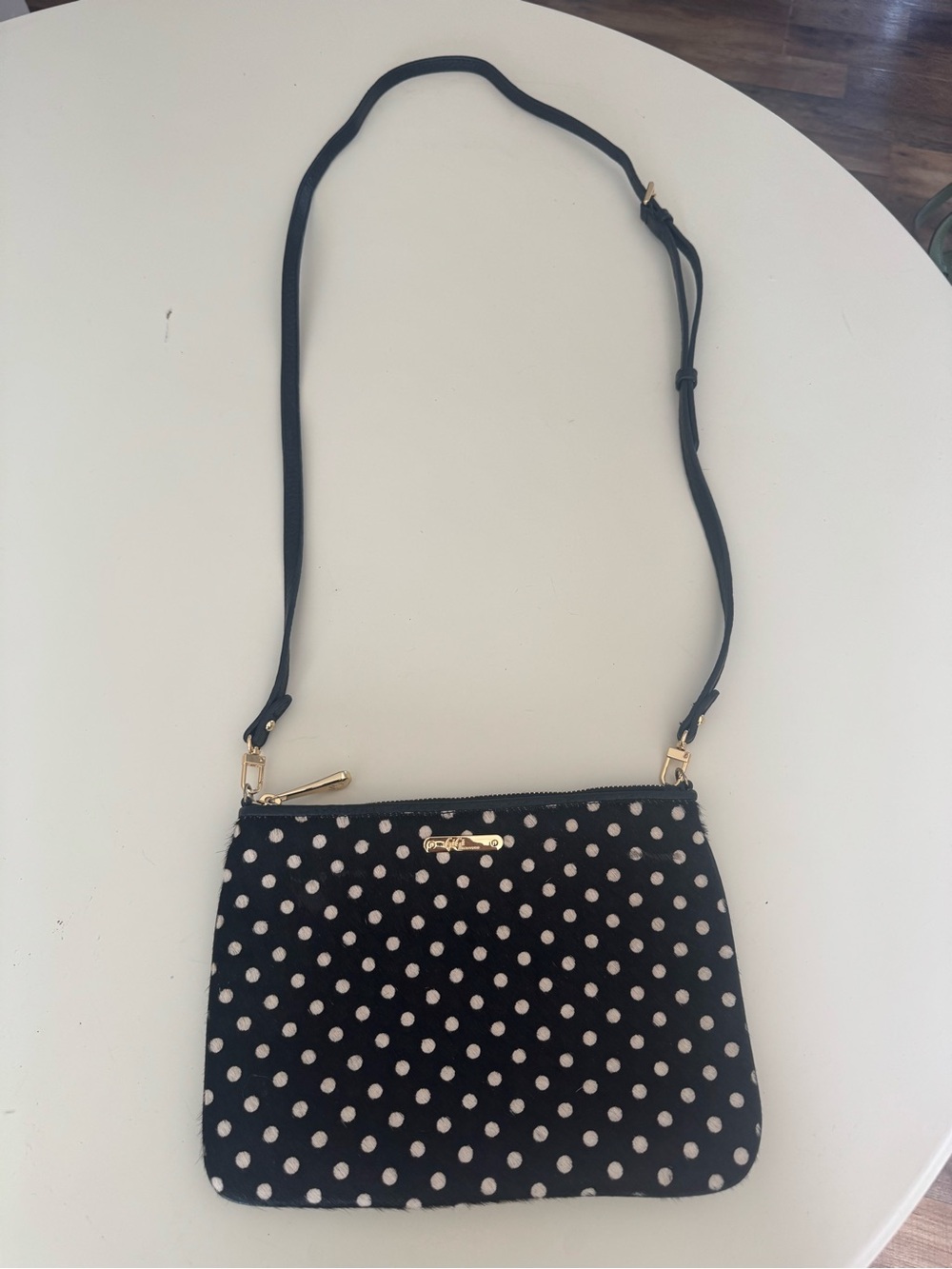 GiGi New York Black Crossbody Bag with white Polka Dots